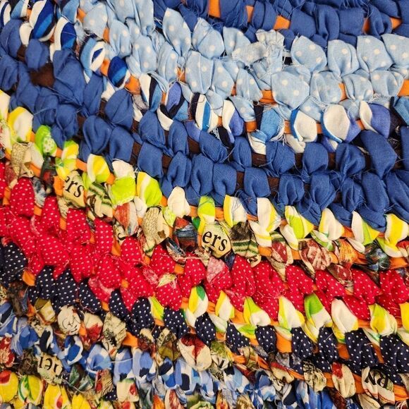 Vintage Boho  colorful round crochet grandma cottage core rug 38" - Picture 7 of 7